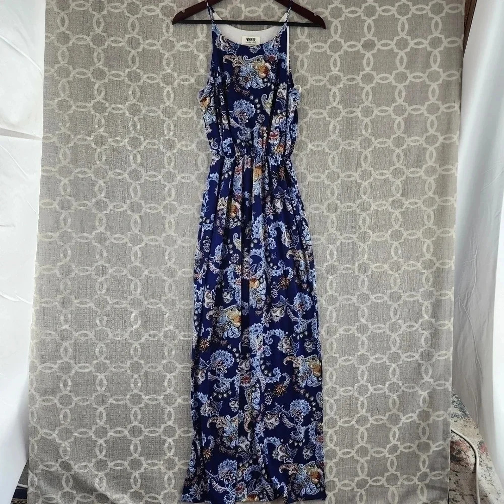 NWT Verse Winnie Made In U.S.A High Neck Paisley Tank Maxi Dress S